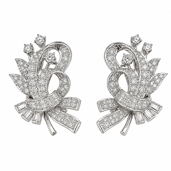 Platinum Diamond Ribbon Earrings